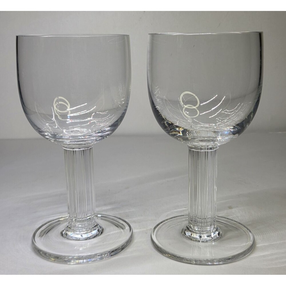 Pair Of Dansk Crystal Greta Water Wine Glasses Goblets 6 7/8" Clear Rare Set 2